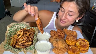 Wingstop’s Crispy Tenders amp Fried Corn Mukbang [upl. by Auoh500]