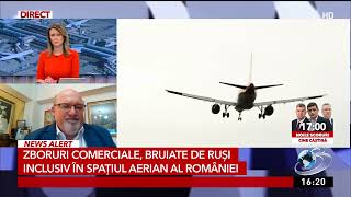 Zboruri comerciale bruiate de ruşi inclusiv în spaţiul aerian al României [upl. by Aluor]