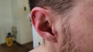 Como aplicar piercing tragus e helix [upl. by Coco]