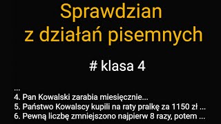 Sprawdzian z działań pisemnych klasa 4 [upl. by Yroj]