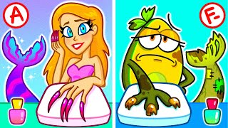 Extreme Mermaid Makeover  Rich vs Poor Nails Challenge [upl. by Mcgean]