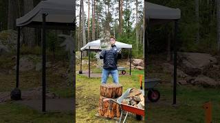 Chopping firewood in Finland  big birch log  this is heavy axe [upl. by Denys183]