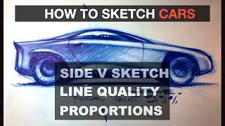 How To Draw Cars SIDE View sketch Line quality amp Proportions Luciano Bove [upl. by Ayitahs228]