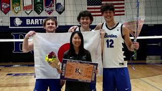 Barton mens volleyball highlights Senior Night vs UMO  March 27 2024 [upl. by Anwahsat]