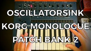 Korg Monologue Patch Pack 02  FREE [upl. by Aivatan553]