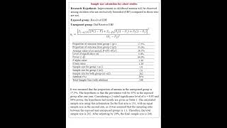 Sample size calculation for cohort study  comparison between exposed and unexposed group [upl. by Ecyarg611]