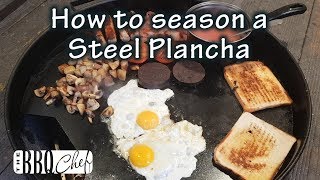 How to season a Steel Plancha on a Weber Kettle BBQ by the BBQ Chef [upl. by Bernardi]