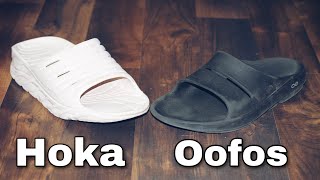 Oofos vs Hoka Recovery Slides  Recovery Sandals [upl. by Anihsat]