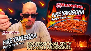 Maruchan Fire Yakisoba Spicy Beef Professional Mukbang [upl. by Farmann968]