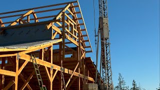 Post and Beam Barn Kit part 10 Clerestory Windows and Siding plus Upper Purlins [upl. by Brote531]