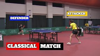 Attacker vs Defender  Classical Table Tennis Match [upl. by Ramahs]