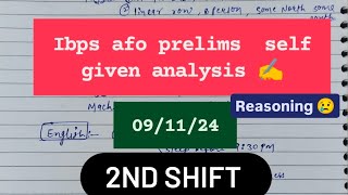 ibps so afo prelims self given analysis 2nd shiftibpsso ibpsafoibpsafo2024 ibpssoafoibpsafo2024 [upl. by Javler]