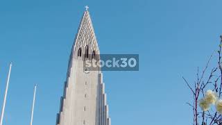 Spire Of Hallgrímskirkja Church Reykjavik Iceland [upl. by Einaeg535]