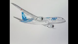 Speed Drawing ALL NIPPON AIRLINES Boeing 787 [upl. by Geoffry]