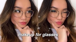 everyday makeup for glasses ✰  eyewear haul [upl. by Moyra]