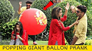 Popping Giant Balloons 🎈Prank on Cute Girls ThatWasCrazy [upl. by Annawahs]