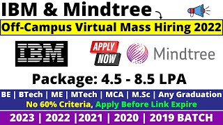 IBM  Mindtree Off Campus Drive 2023  2022 2020  2021 2019 Batch  Any Graduate  85 LPA Salary [upl. by Irena677]