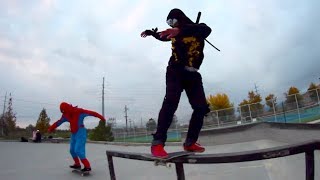 Spider Man vs Ninja Warrior  A Skateboarding Show Down [upl. by Libbey528]