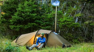 Hot Tent Camping Solo Overnighter [upl. by Eetsim]