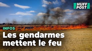 En pleine manifestation contre les mégabassines la gendarmerie provoque un incendie [upl. by Assenahs]