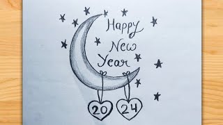 Happy New Year Drawing  Happy New Year 2024 Drawing  New Year Drawing [upl. by Shelagh]