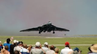 AVRO VULCAN XH558 HOWLING AS SHE TAKES OFF amp SETS OFF CARALARMS [upl. by Airelav221]