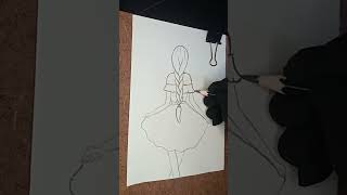 Beautiful dress designGirl drawing fot beginnerGirl braided drawingGirl Backside drawing [upl. by Vasiliu]