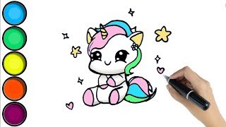 HOE TEKEN JE EEN SCHATTIGE EENHOORN HOW TO DRAW A UNICORN KAWAII Iedereen kan leren tekenen [upl. by Abraham]