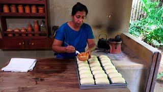 Village Mini Bread Recipe  I Baked Egg stuffed Milk Bread in a Traditional Wood Fired Oven [upl. by Ynattib62]