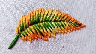 Attractive Leaf Embroidery  Leaf Embroidery tutorial [upl. by Ailec384]