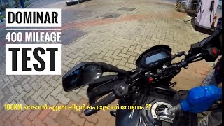 DOMINAR 400 MILEAGE TEST  100KM ഓടാൻ എത്ര ലിറ്റർ പെട്രോൾ വേണം [upl. by Anahsor]