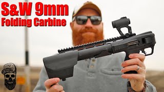 New SampW Folding 9mm Carbine MampP FPC First Shots [upl. by Reizarf]