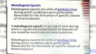 Metallogenic Epochs and Provinces [upl. by Leta]