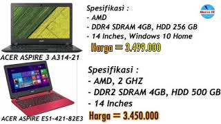 Daftar Harga dan Spesifikasi Laptop Acer April 2020 Dibawah 4 Juta [upl. by Macnamara]