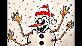 Drawing a SNOWMAN  Creepy Version [upl. by Judy]