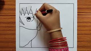 Anime Drawing  Easy Anime Drawing  How to Draw Half Face Anime  Easy Drawing For Beginners [upl. by Yrdua]