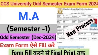 How to Fill CCS University Odd Semester Exam Form 2024  CCSU MA Semester1 Exam Form Fill Up 2024 [upl. by Sirtaeb607]