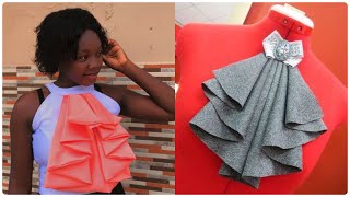 How To Cut And Sew Halter Neck Top With Front Raffles  DIY  freehand cutting [upl. by Ahsiki834]