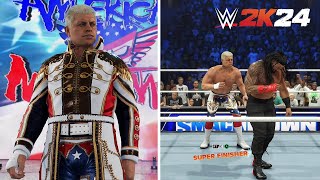 WWE 2K24 Cody Rhodes Showcase Entrance Signatures Finishers amp Victory Includes Music 🎶 [upl. by Aimil92]