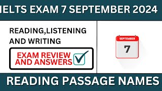 7 September ielts reading and listening answers  7 sep 2024 ielts exam review ielts reading answers [upl. by Wenger]