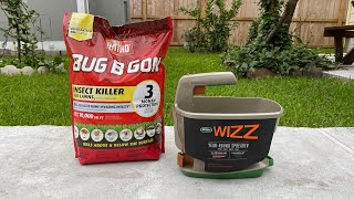 Applying Insecticide to my Lawn Using Scotts Wizz HandHeld Spreader [upl. by Heywood]