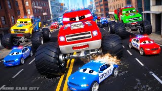 Monster Trucks Rampage Heroic Police Cars Epic Pursuit  Hero Cars Episode [upl. by Philbin46]