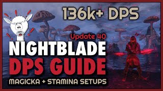 Nightblade DPS Guide  136k DPS Setups  Magicka amp Stamina Builds  Update 40 ESO [upl. by Painter]