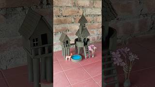 Beautiful miniature clay house making with swimming pool 🏠🌊  clayhouse mudhouse  craft [upl. by Shulock]