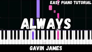 Gavin James  Always Easy Piano Tutorial [upl. by Llenahc]