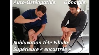 Traitement douleur genou par subluxation tête fibula péroné superieure autoostéopathie [upl. by Lester]