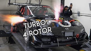 Turbo 4 Rotor RX7 SCREAMS on the Dyno  Mazzei Formula [upl. by Alleb697]