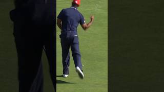 Tiger Woods AMAZING eagle and celebration 🤯 [upl. by Mauldon403]