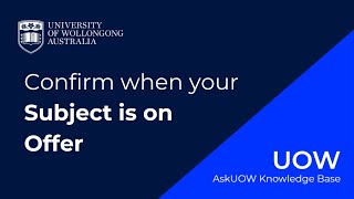 How do I confirm when a subject is on offer  UOW [upl. by Stefanie]