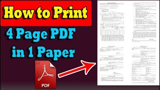 How To Print 4 Page PDF File In 1 Page  4 पेज के PDF को एक पेज में प्रिंट कैसे करें [upl. by Nabala158]